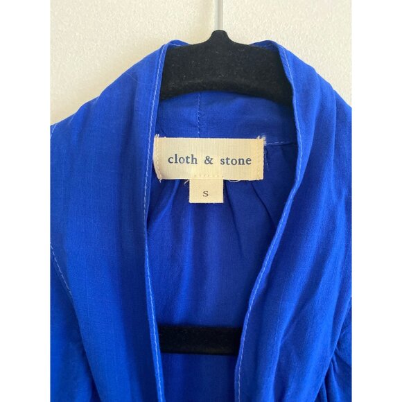 Cloth & Stone Women's Royal Blue Button-Up Blouse With Tie Neck Detail Size S - Picture 3 of 6
